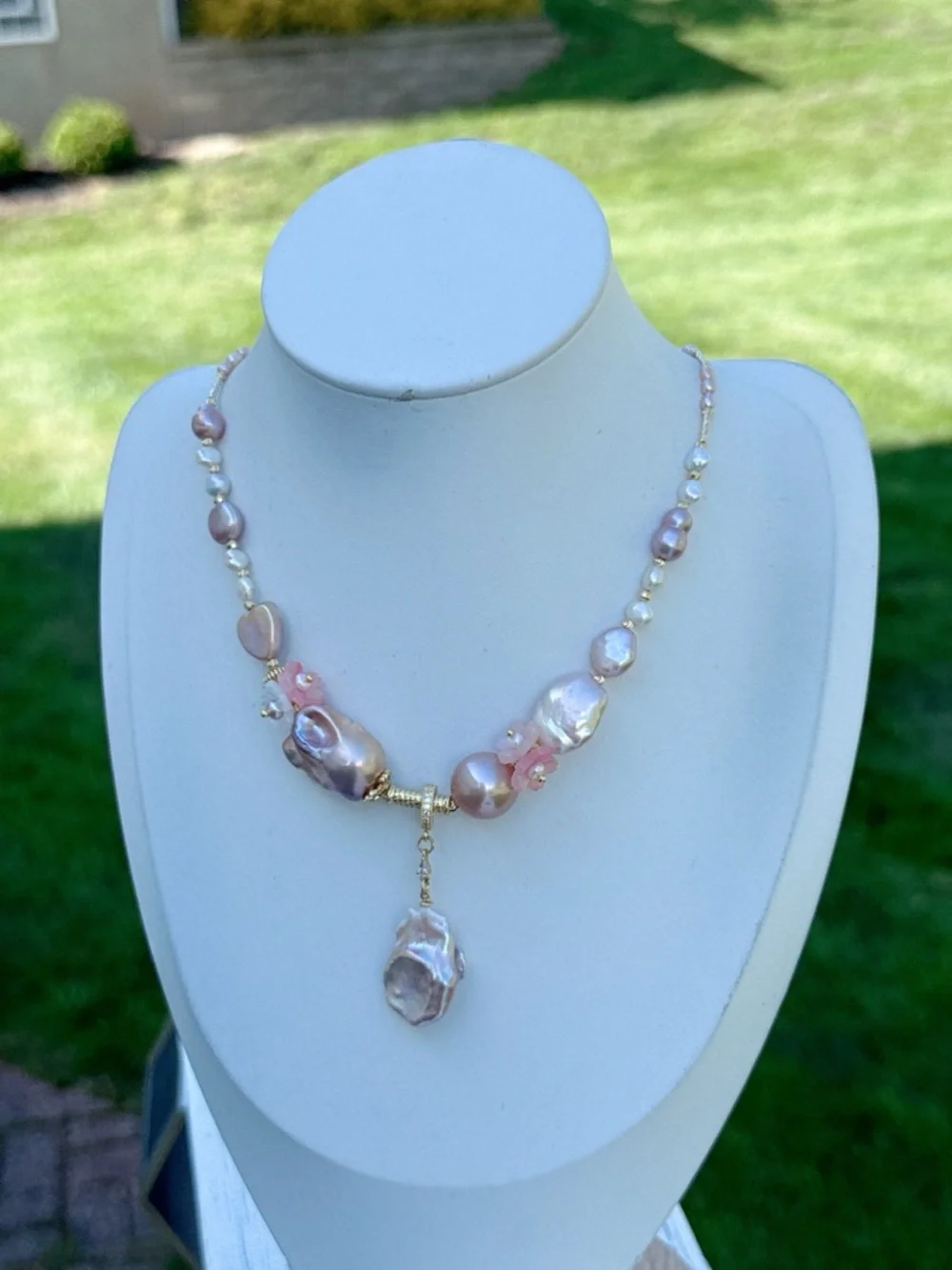 26X350 Handmade Freshwater Baroque Pearl Necklace Flame ball Pearl 16+2” - Picture 4 of 8